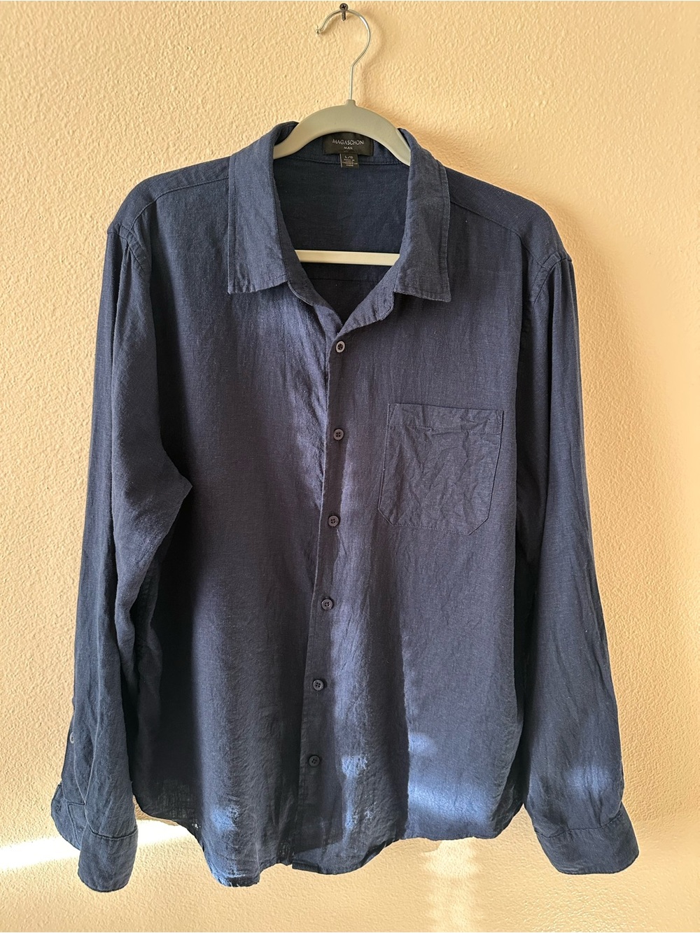Magaschoni Men's Dark Navy Button-Down Shirt
